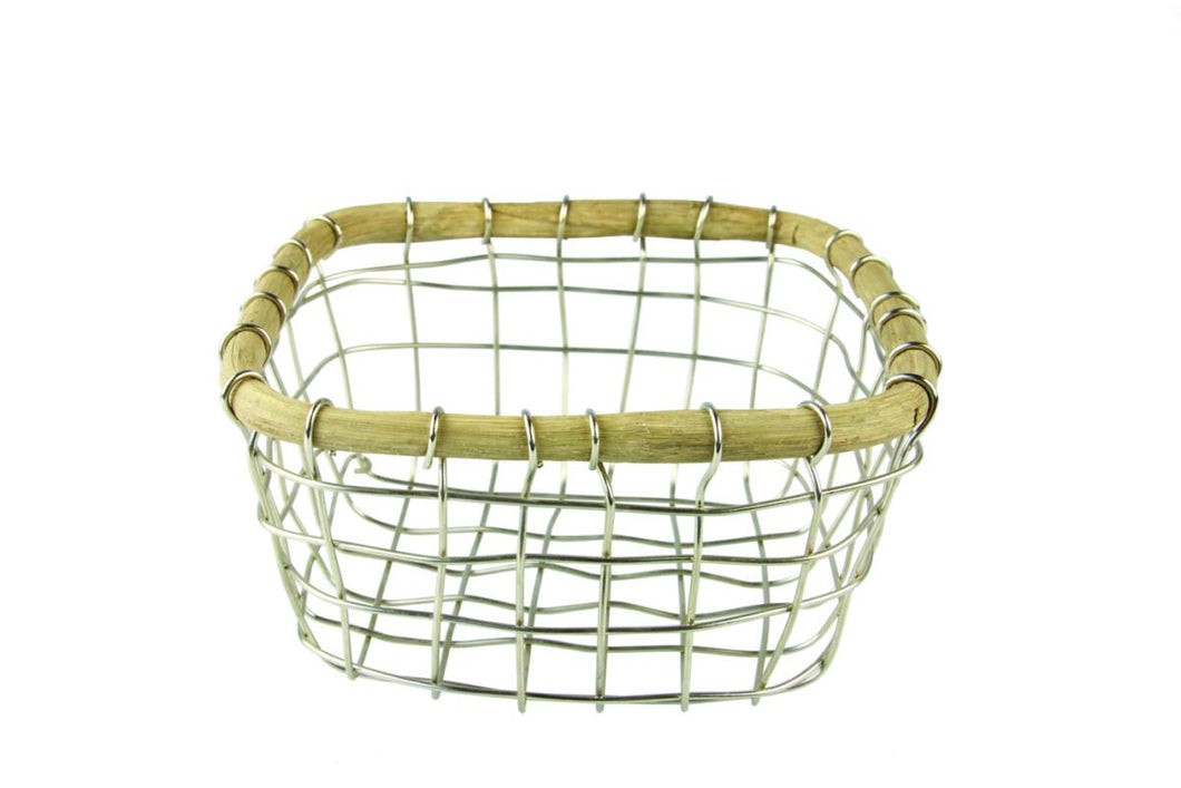 Berry Basket Stainless Wire & Cane Square Basket