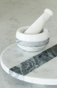 White and Gray Marble Round Board