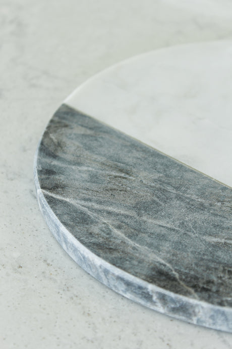 White and Gray Marble Round Board