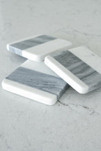 Load image into Gallery viewer, White and Grey Marble Square Coasters x4