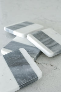 White and Grey Marble Square Coasters x4