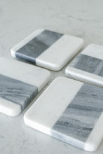 Load image into Gallery viewer, White and Grey Marble Square Coasters x4