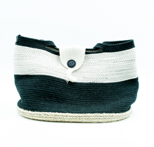 Load image into Gallery viewer, A Piece Of Myne Black/Cream Buttoned Tote