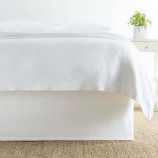 Stone Washed Linen Tailored Bed Skirt - White