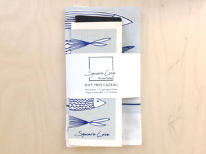 Fish Gift Trio | 1 Tea Towel + 2 Sponge Cloths