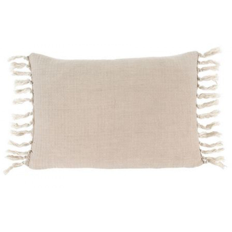 Linen Tassel Cushion - Beige