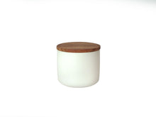 Load image into Gallery viewer, White Stoneware Container with Acacia Lid