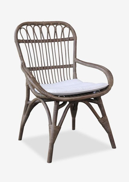 Cabello Vintage Grey Dining Chair w/ Cream Cushion